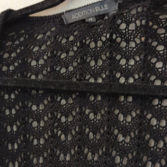 Black Crochet Cropped Sweater 100% Cotton - Picture 3 of 4